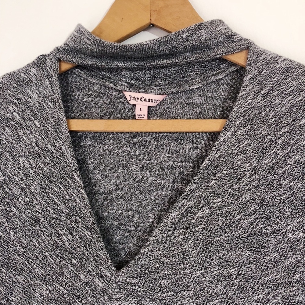 Juicy Couture V Neck Choker Tee Heather Gray - Picture 2 of 5